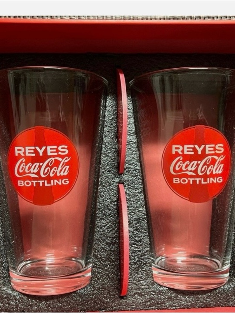 Coca Cola Red Reyes Bottling Glass Tumbler Pair